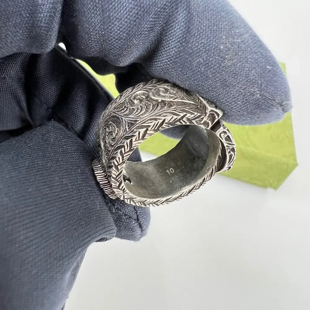 NIB Gucci Sterling Silver Garden Ring Size 10 - Picture 12 of 14